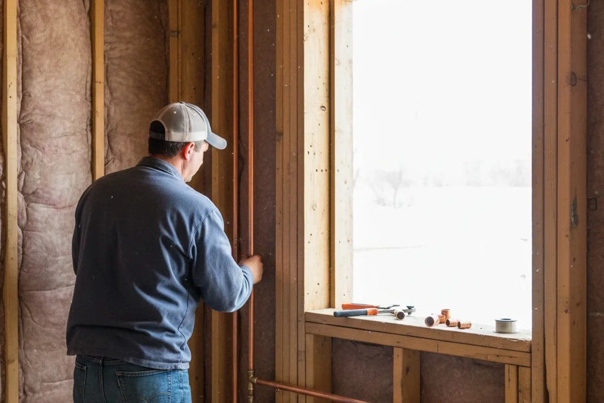 Licensed plumber running new copper supply lines in a Perrysville home