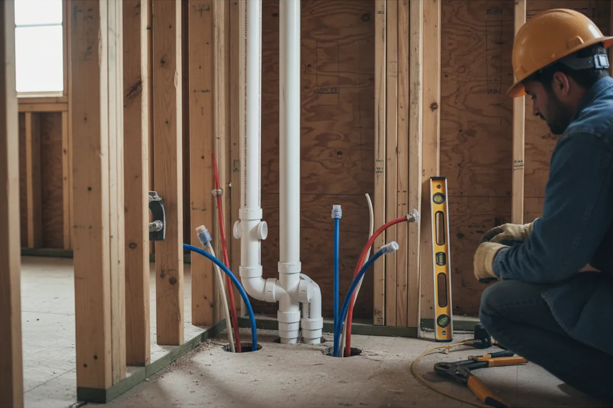 Drain and supply rough-in during Drain Cleaning in Perrysville