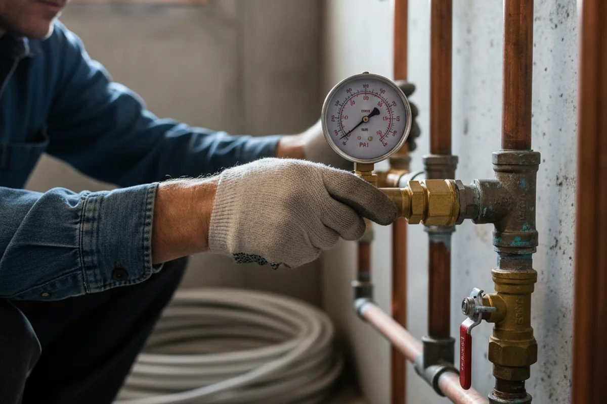 Pressure testing a repaired line during Water Line Repair in Perrysville